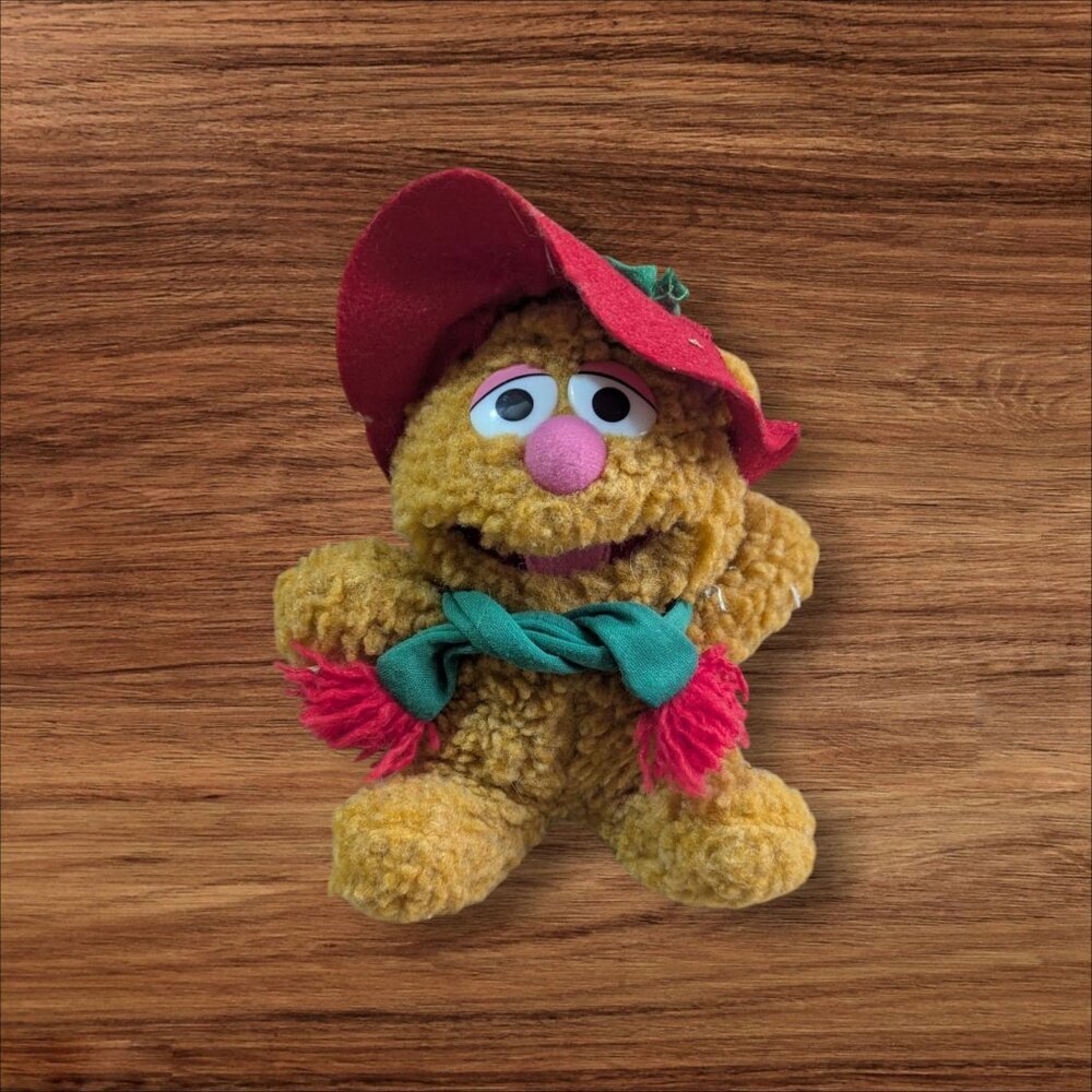 1987 Baby Fozzie‎ Bear Plush Doll Henson Associates 9" Red Hat & Scarf